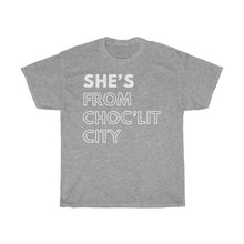 Load image into Gallery viewer, She's Choc'Lit City Unisex Heavy Cotton Tee