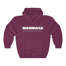 Load image into Gallery viewer, Marriage: A False Sense White Hooded Sweatshirt