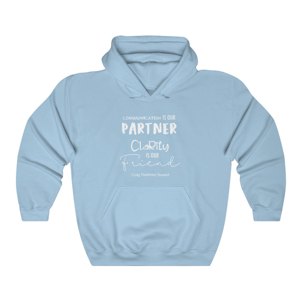 Communication, Clarity White Hooded Sweatshirt