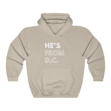 Load image into Gallery viewer, He&#39;s from DC Unisex Heavy Blend™ Hooded Sweatshirt